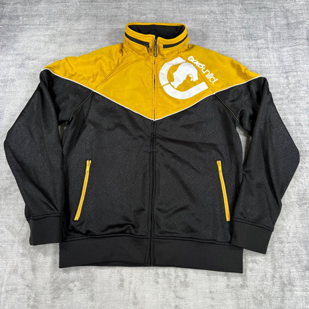 Ecko Unltd Jacket Mens Large Black Track Y2K Colorblock Rhino Logo Streetwear